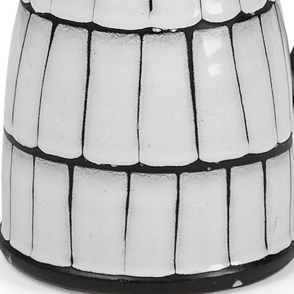 10" Black And White Cylinder Ceramic Urns Jars-4