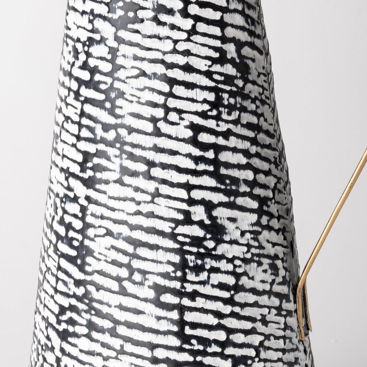 14" Black And White Abstract Cylinder Metal Jug Vase-4