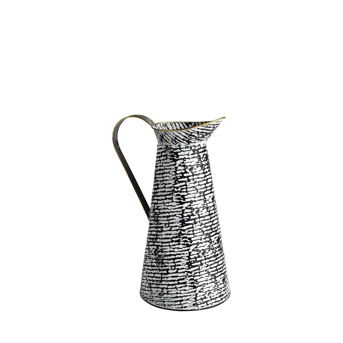 14" Black And White Abstract Cylinder Metal Jug Vase-2