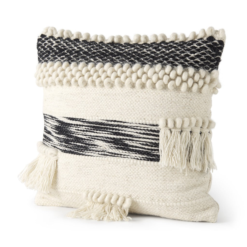 Boho Black And White Accent Pillow Cover-0