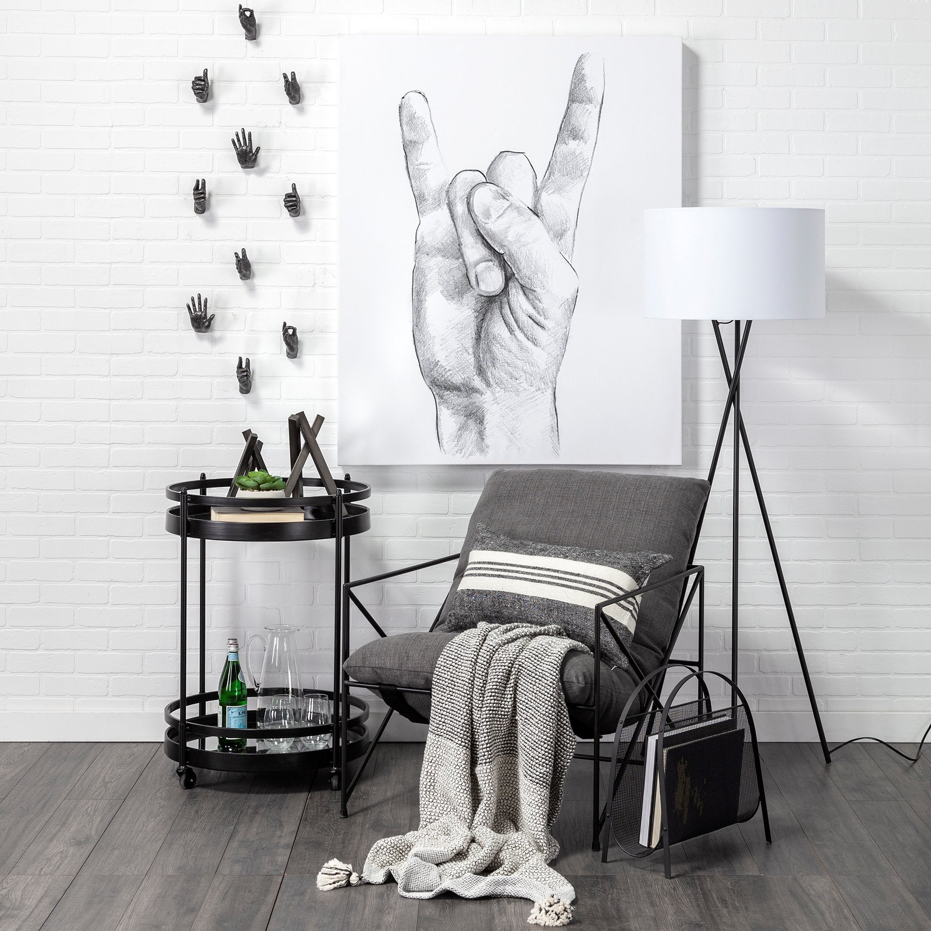 Black And White Striped Lumbar Accent Pillow Cover-5