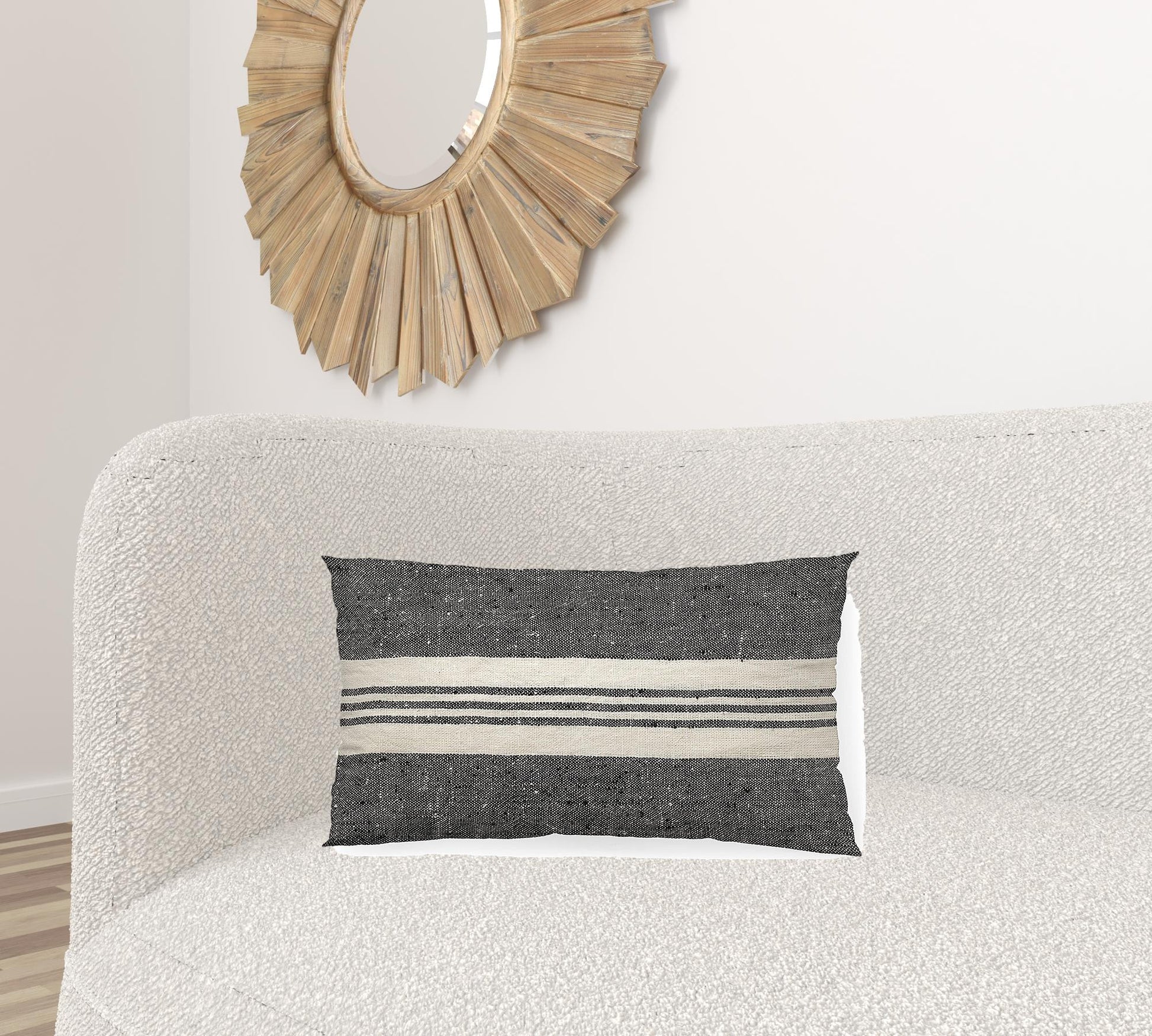 Black And White Striped Lumbar Accent Pillow Cover-1
