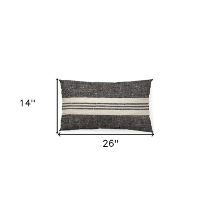 Black And White Striped Lumbar Accent Pillow Cover-8