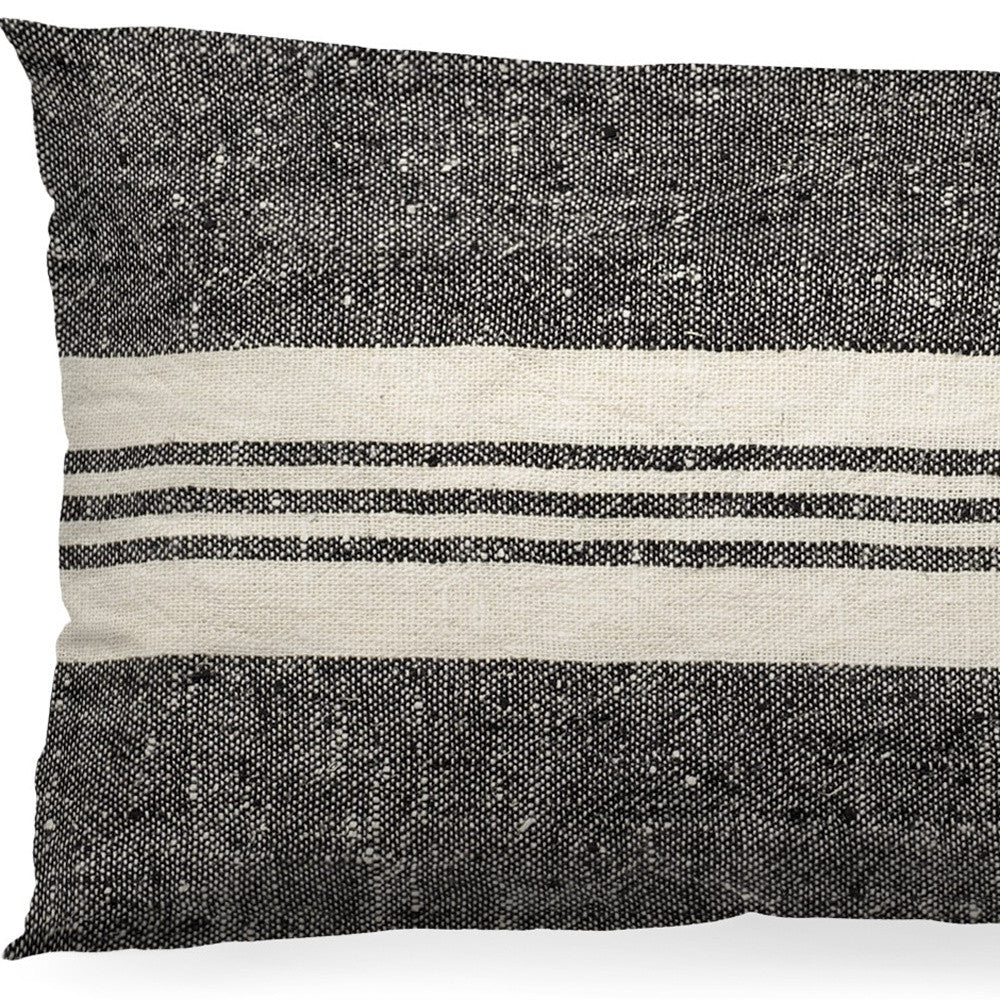 Black And White Striped Lumbar Accent Pillow Cover-3