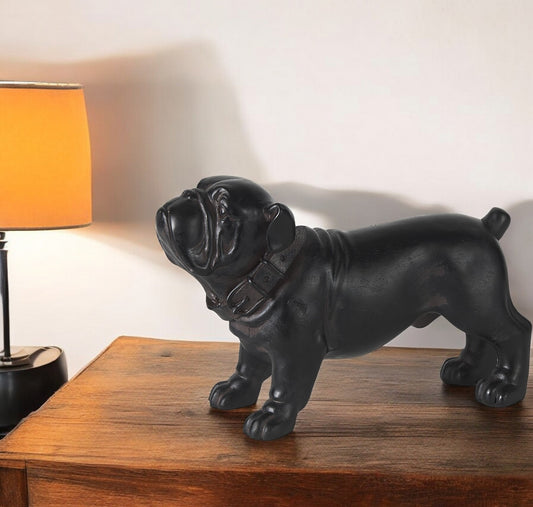 8" Black Polyresin Dog Tabletop Sculpture-0