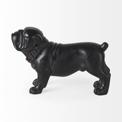 8" Black Polyresin Dog Tabletop Sculpture-3