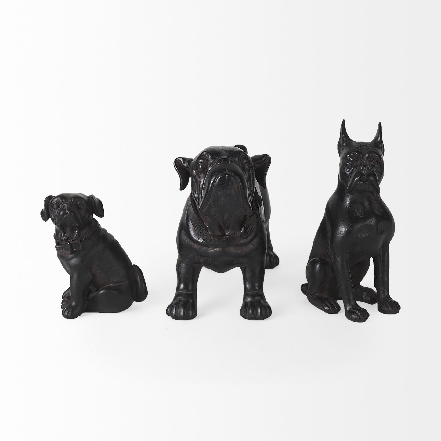 8" Black Polyresin Dog Tabletop Sculpture-5