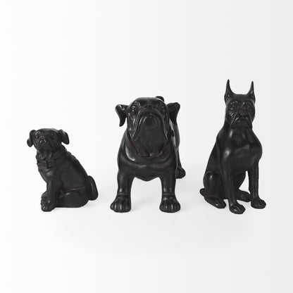 8" Black Polyresin Dog Tabletop Sculpture-5