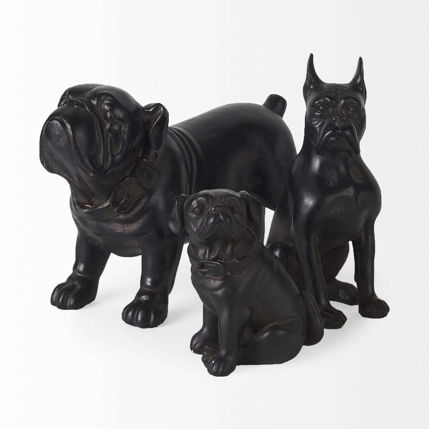 8" Black Polyresin Dog Tabletop Sculpture-6