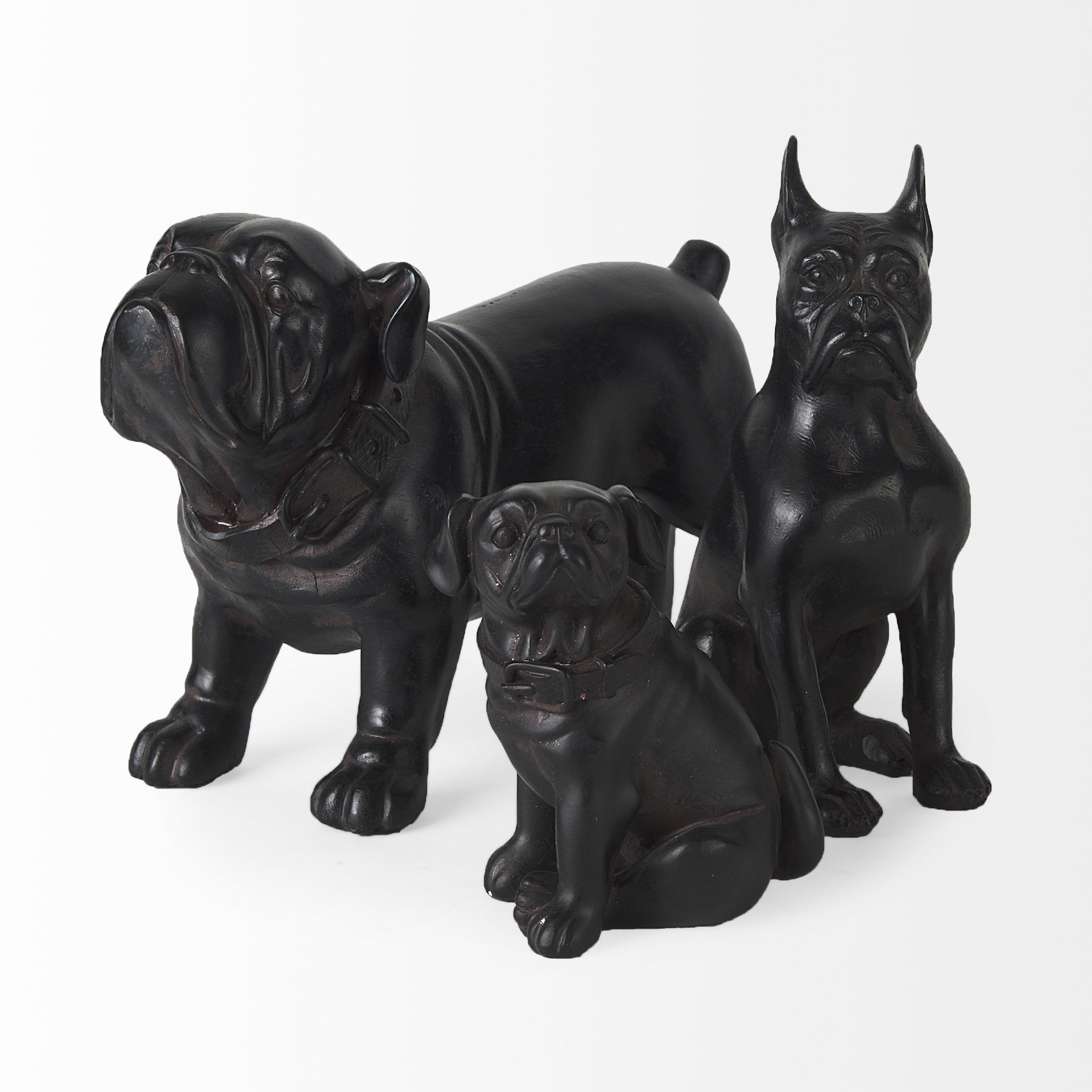 8" Black Polyresin Dog Tabletop Sculpture-6