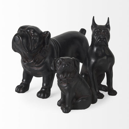 8" Black Polyresin Dog Tabletop Sculpture-6