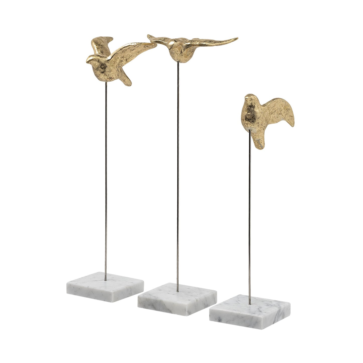 Set Of Three Gold Bird Sculptures-3