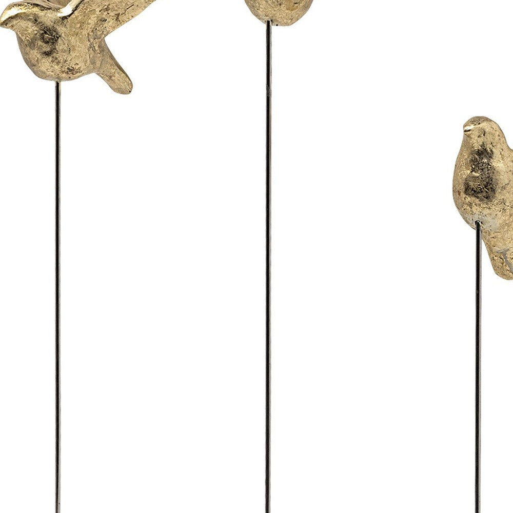 Set Of Three Gold Bird Sculptures-8