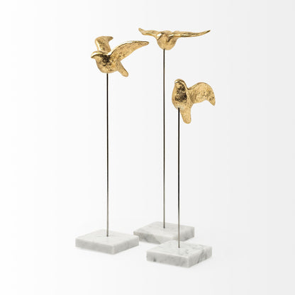 Set Of Three Gold Bird Sculptures-6