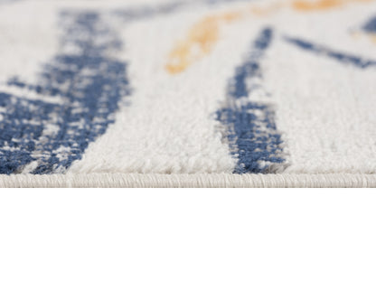 10' Blue And Gold Abstract Runner Rug-3