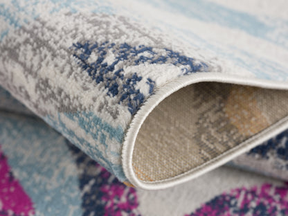 10' Blue And Gold Abstract Runner Rug-4