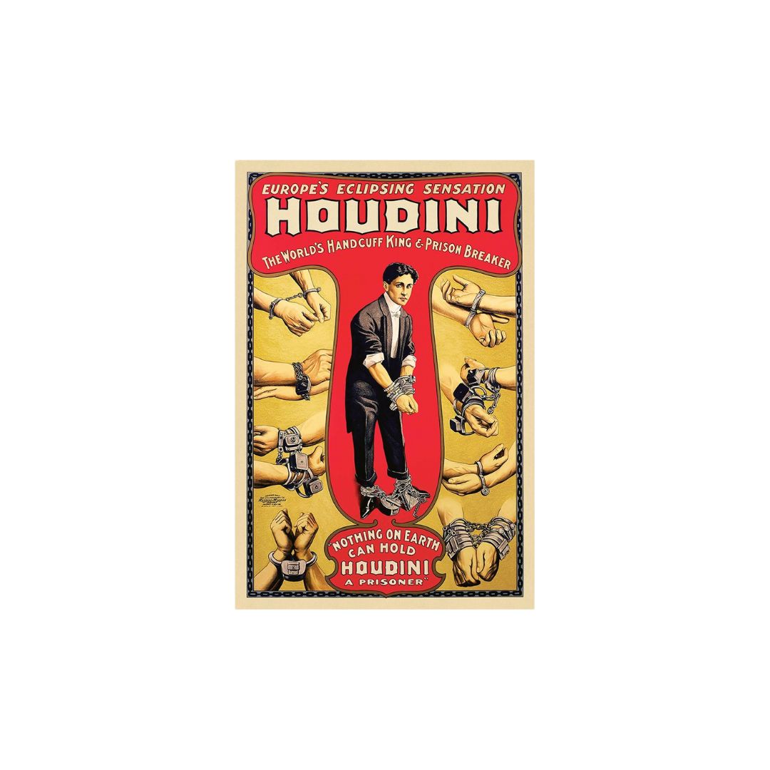 20" X 30" Houdini Handcuff King Vintage Magic Poster Wall Art-1