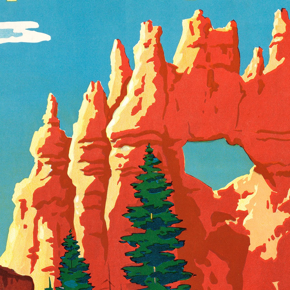 Vintage 1950S Bryce Canyon National Park Unframed Print Wall Art-2