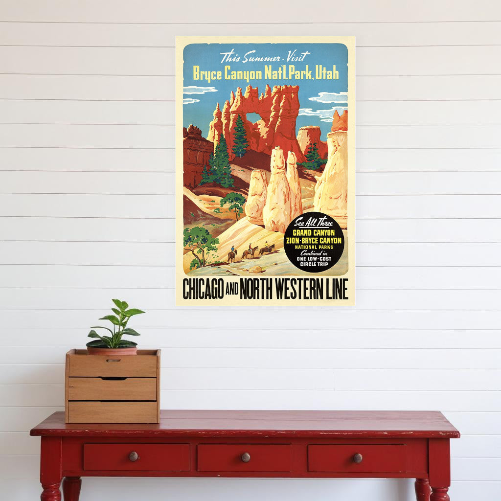 Vintage 1950S Bryce Canyon National Park Unframed Print Wall Art-1