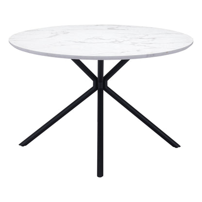 47" White And Black Rounded Steel Dining Table-3