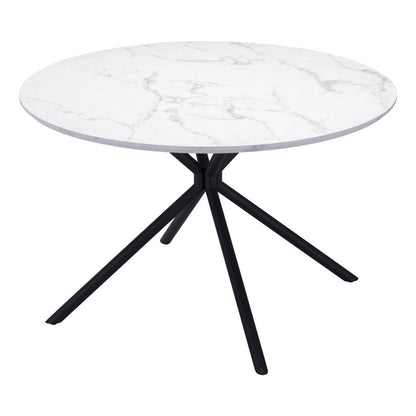 47" White And Black Rounded Steel Dining Table-4