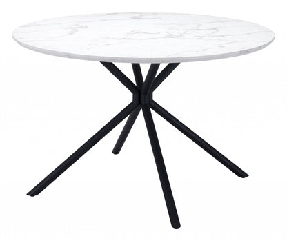 47" White And Black Rounded Steel Dining Table-8
