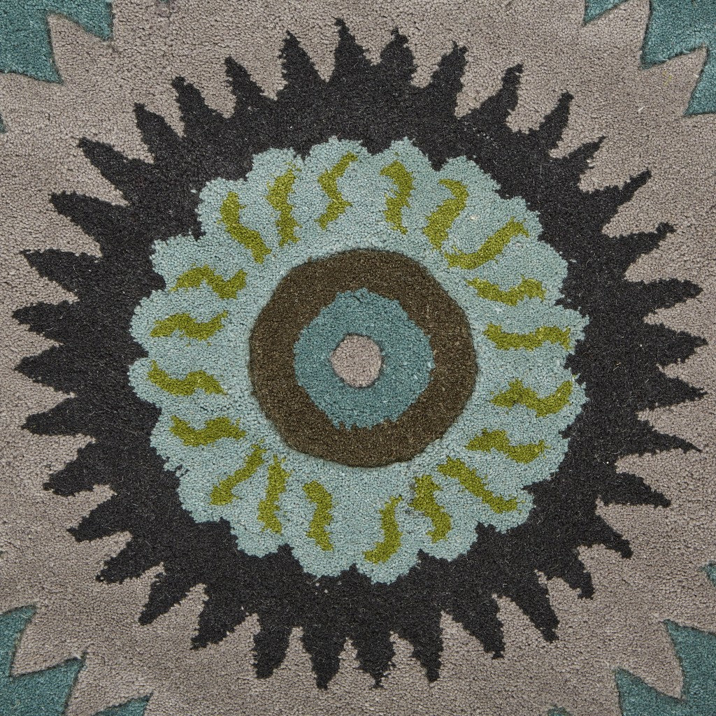 8' Green Wool Hand Tufted Round Rug-3