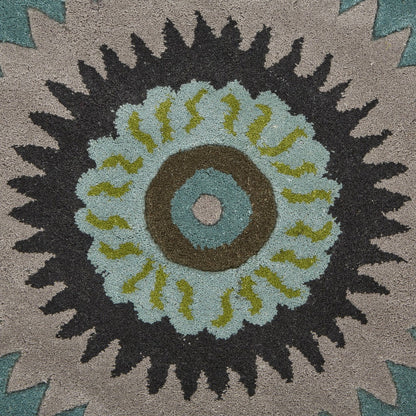 8' Green Wool Hand Tufted Round Rug-3
