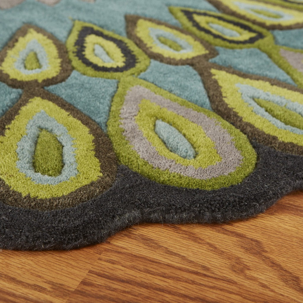 8' Green Wool Hand Tufted Round Rug-5