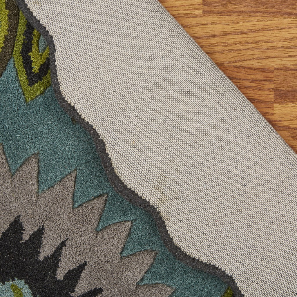 8' Green Wool Hand Tufted Round Rug-8