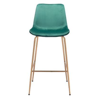 31" Green And Copper Steel Low Back Bar Height Bar Chair-2