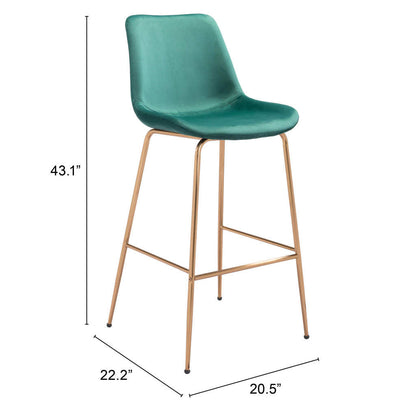 31" Green And Copper Steel Low Back Bar Height Bar Chair-7