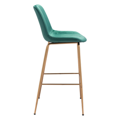 31" Green And Copper Steel Low Back Bar Height Bar Chair-4