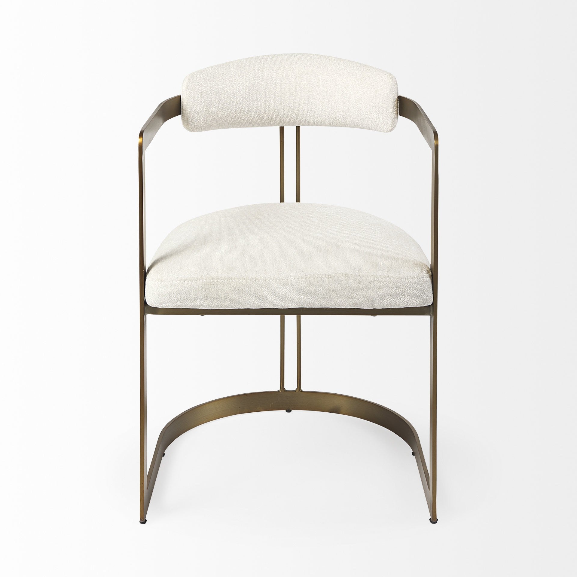 White And Gold Upholstered Dining Arm Chair-2