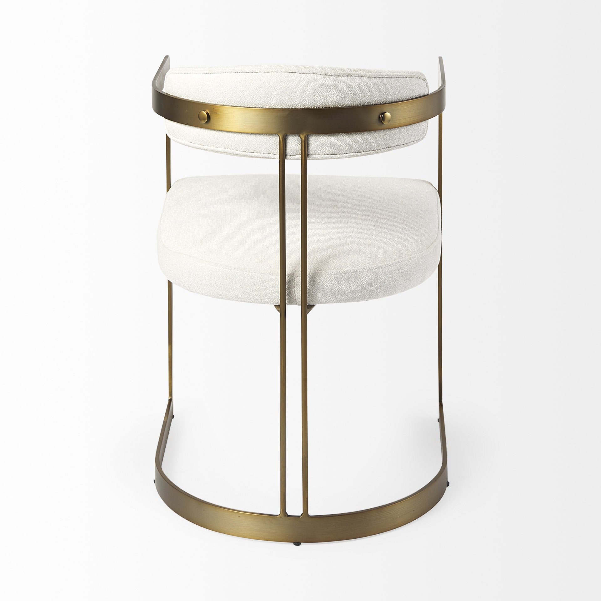White And Gold Upholstered Dining Arm Chair-4