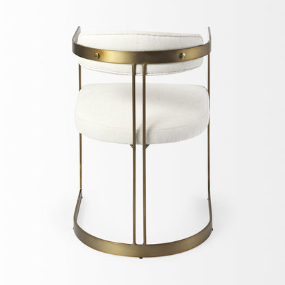 White And Gold Upholstered Dining Arm Chair-4
