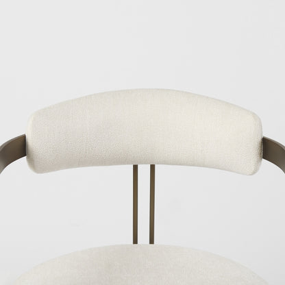 White And Gold Upholstered Dining Arm Chair-6