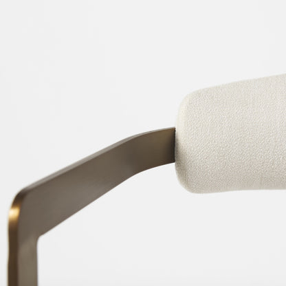 White And Gold Upholstered Dining Arm Chair-7