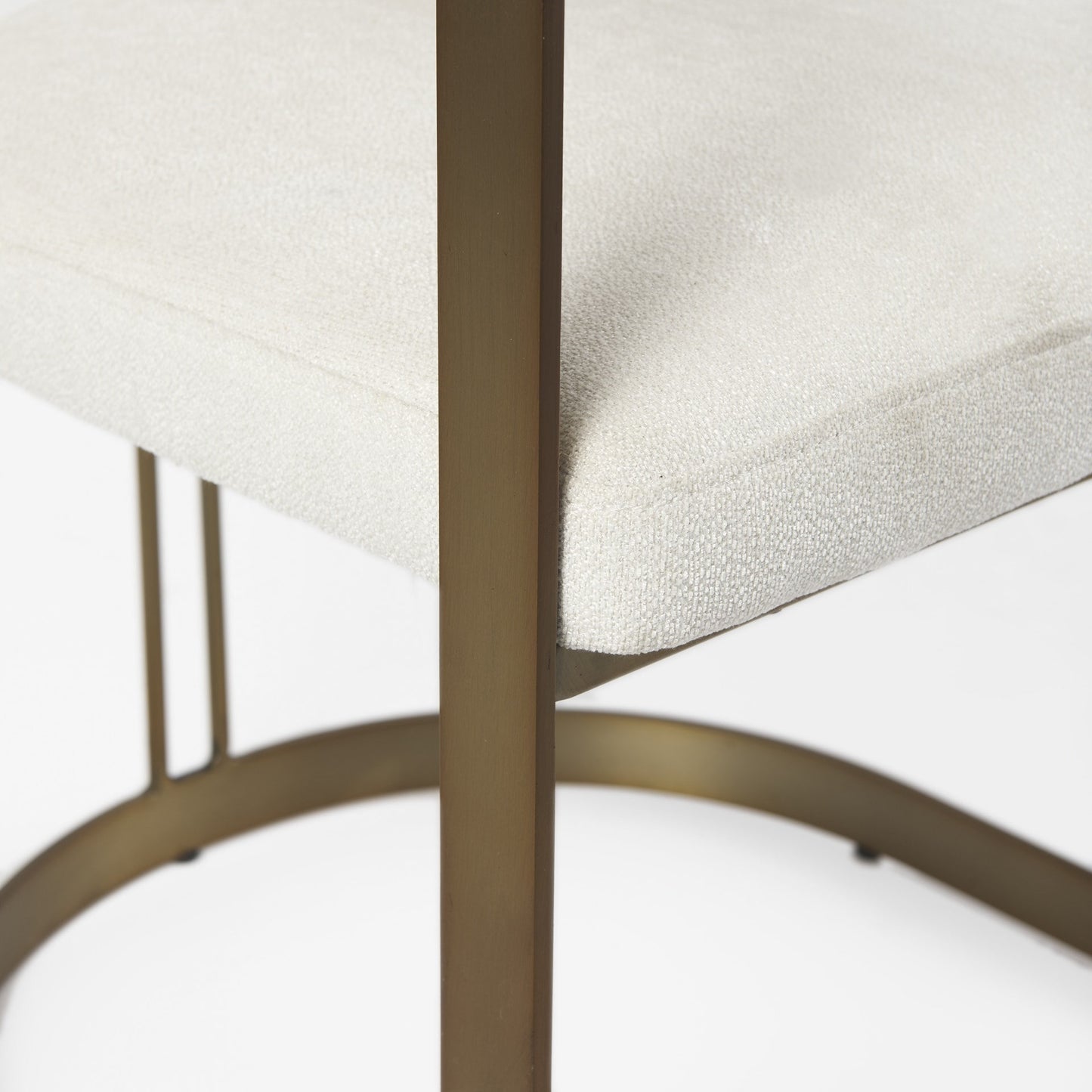 White And Gold Upholstered Dining Arm Chair-8