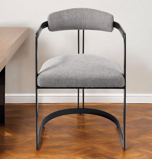 Gray And Black Upholstered Dining Arm Chair-0