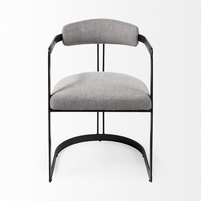 Gray And Black Upholstered Dining Arm Chair-2