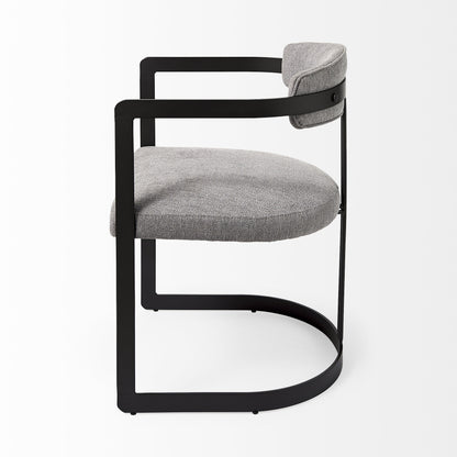 Gray And Black Upholstered Dining Arm Chair-3