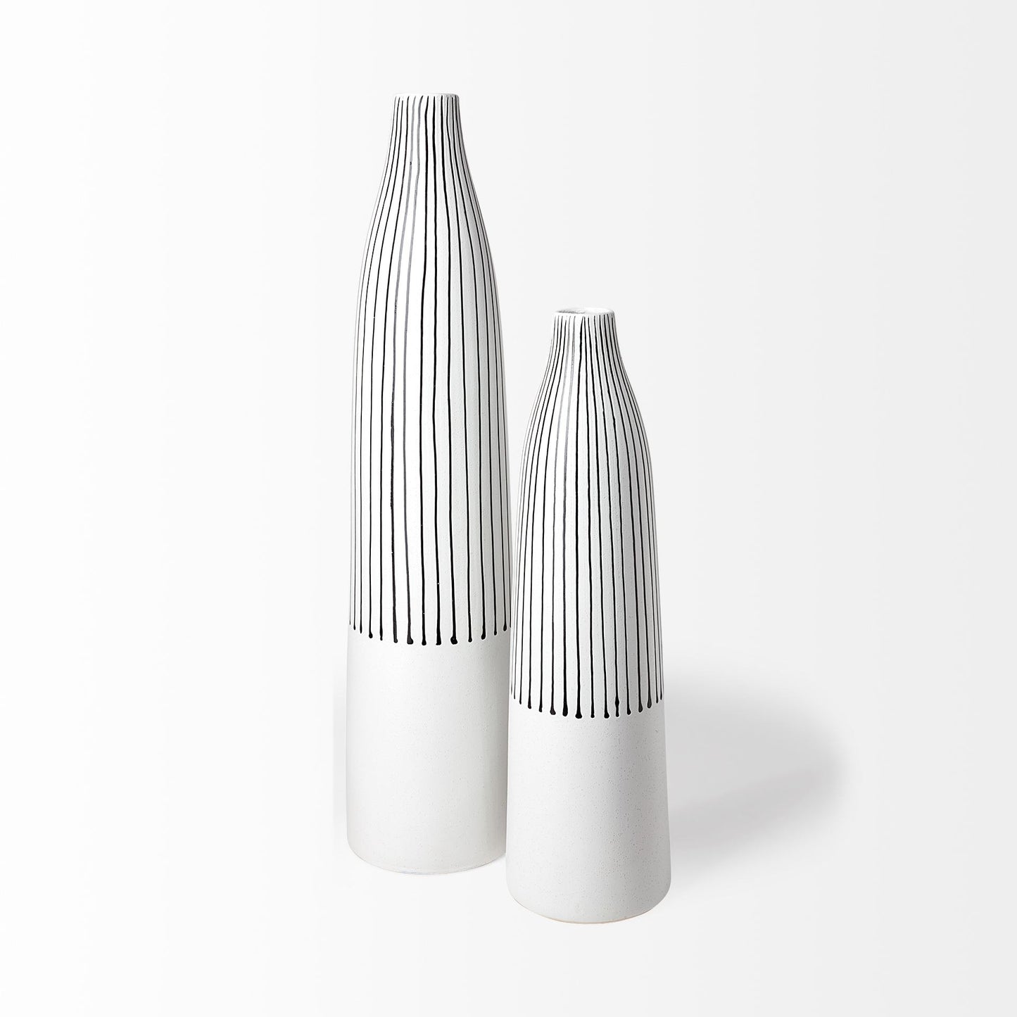 18" Black And White Abstract Cylinder Ceramic Table Vase-2