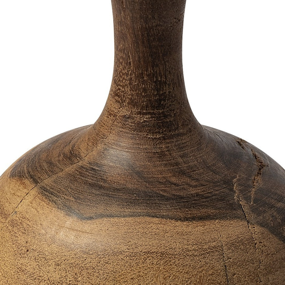 11" Brown Bud Solid Wood Table Vase-2
