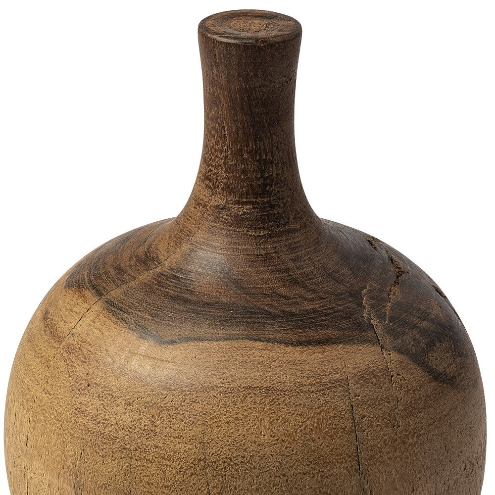 11" Brown Bud Solid Wood Table Vase-3