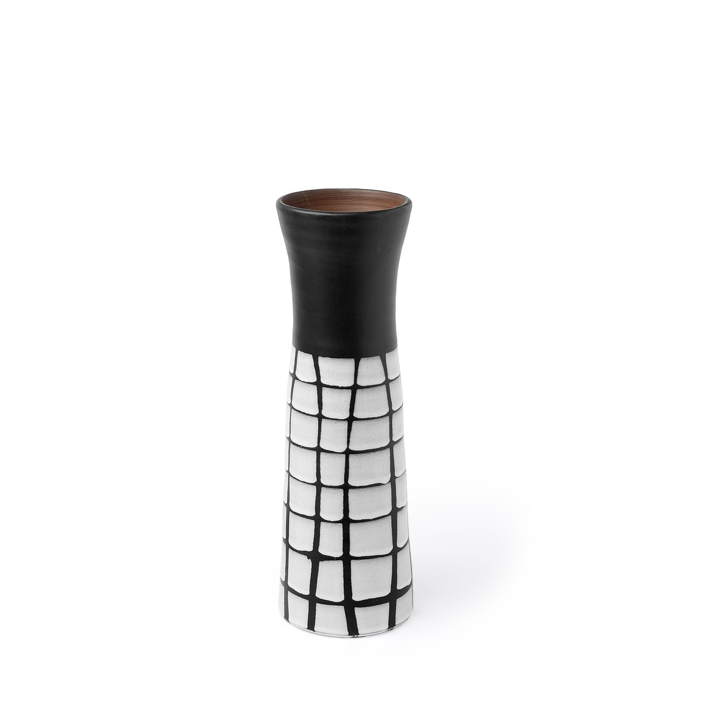 24" Black And White Abstract Cylinder Ceramic Table Vase-1