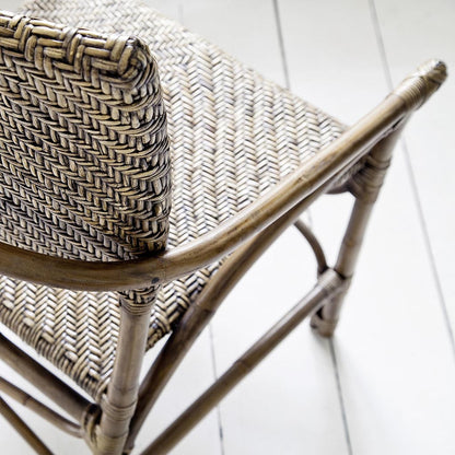 Set of Two Natural Rattan Open Back Dining Arm Chairs-7