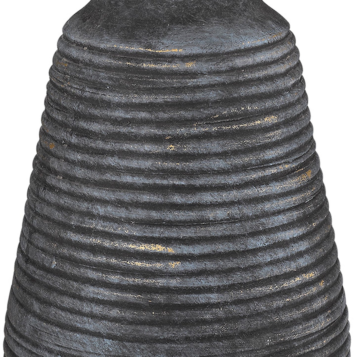26" Distressed Black and Gold Ceramic Table Lamp With White Drum Shade-5