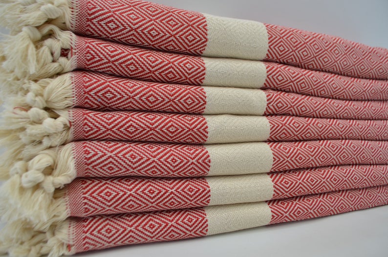 VENICE RED TURKISH TOWEL-3