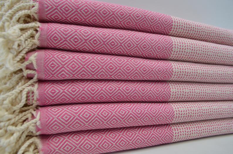 DOTTY DIAMOND PINK TURKISH TOWEL-3